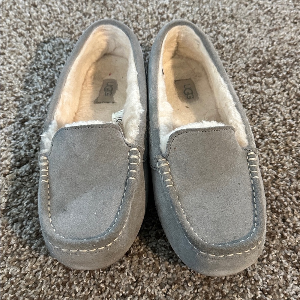 UGG Gray Suede Moccasin Slippers